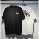 amri flow paint graffiti letter starry sky classic logo print short sleeve couple t-shirt