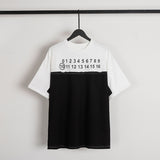 Black and white color-blocked, contrast letter print, 100% cotton, crew neck short-sleeve tee