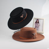 Walter White Fedora Autumn and Winter Jazz Flat Top Hat Felt Cap Wool Woolen