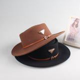 Walter White Fedora Autumn and Winter Jazz Flat Top Hat Felt Cap Wool Woolen