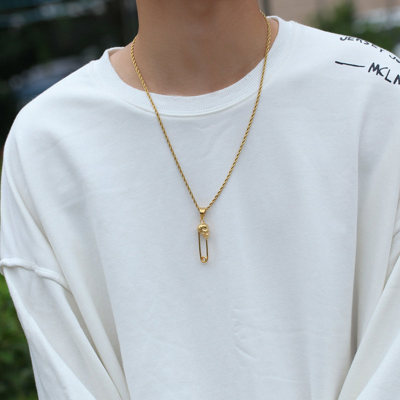 Jewelry Rap Fashion Stainless Steel Gold Plated Creative Pendant Necklace Armament rapper