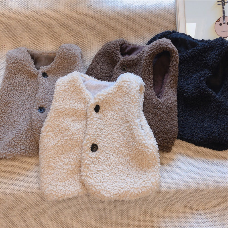 Girl Jacket Boys and Girls Vest Lambswool plus Polar Fleece