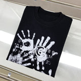 Spring/summer palm print drop shoulder short sleeve t-shirt