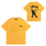 Summer running volume stussy short-sleeved t-shirt dice black eight ice cream comfy basics american couple summer t