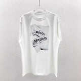 American style crinkle newspaper letter print short sleeve t-shirt for men and women - high street fashion