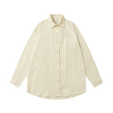 Early autumn printed lightweight long-sleeve cotton shirt with turn-down collar