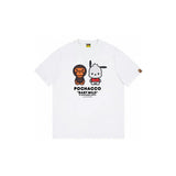 Top-tier! sanrio ou family summer bape seamless crewneck g pure cotton short-sleeve t-shirt for men