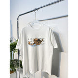 Summer loose fit letter print 100% cotton crew neck short sleeve t-shirt