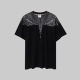 Correct version mb short-sleeved couple outfit colorful wings feather t-shirt marcelo european and american classic