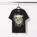 Spder hip hop singer youngthug foam letter couple short-sleeved t-shirt full of diamonds shorts