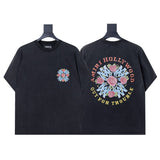 Ready to ship! summer amri high-quality, 100% cotton t-shirt with printed design and washed finish short sleeves