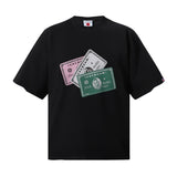 Bbc american high street ice cream flying dog printing short sleeve t-shirt casualshortsloose half lengthjeans summer