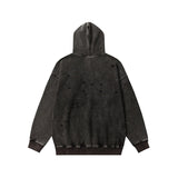 Washed and distressed ripped hoodie with distressed details