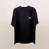 Simple, heavyweight, dice-pattern printed, pure cotton, plus-size short-sleeve t-shirt