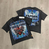 First row american trend high quality washed retro hot diamond casual short-sleeved t-shirt