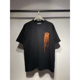 [gram] am peace dove flowing paint graffiti letter starry sky classic logo printing short sleeve couple t-shirt