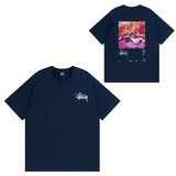 Summer running volume stussy short-sleeved t-shirt dice black eight ice cream comfy basics american couple summer t