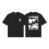 Mopey rich second generation xia loose version beautiful trendy quiet eyes printing round neck short sleeve t-shirt high street