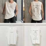 Real shot, in-stock, eight-language text print, sleeveless tank top for men