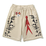 Hip-hop shorts summer american high street hip hop casual sports abstract terry half length pants shorts beach pants