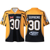 Cross-border american blockcore style patch embroidery t-shirt v-neck sports football uniform mesh quick-drying