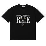 Rhude T Shirts Diamond Solid Color Letter Printing Cotton Casual Short Sleeve Men and Women