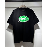 amri flow paint graffiti letter starry sky classic logo print short sleeve couple t-shirt