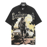 high version gods short sleeve heavy weight washed fog high street skull pure cottonprinting round