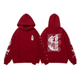 Erd melancholy rich second generation loose washed distressed pig head human face color matching hole hooded sweatshirt zipper