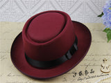 Walter White Hats British Vintage Woolen Broad-Brimmed Hat Dome Wide Brim Top Hat