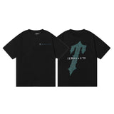 Cross-border foreign trade wholesale trapstar gradient letter ts tiger head printing short-sleeved couple loose high street