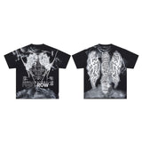 First row wake up and be fierce flame tee hot diamond washed and distressed short