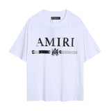amri washed distressed tiger head number & letter logo short sleeve t-shirt
