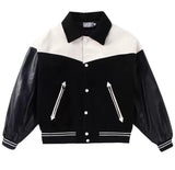 Unisex Baseball Jersey Vintage PU Baseball Jacket Autumn Loose Jacket