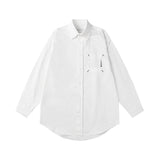 Letter embroidered pocket detail relaxed fit shirt