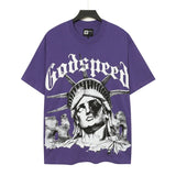 High version gods short sleeve heavy weight washed fog high street rock band skull pure cottonprinting round