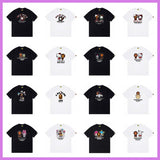 Top-tier! sanrio ou family summer bape seamless crewneck g pure cotton short-sleeve t-shirt for men