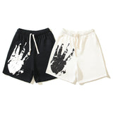 Hip-hop shorts american high street trendy palm printing casual pants loose sports half length pants shorts