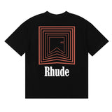 Rhude T Shirts Chevron Red Printed Cotton Casual Short Sleeve Men and Women