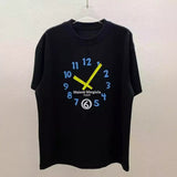 Clock print crew neck t-shirt - imported digital direct-to-garment printing, short sleeve