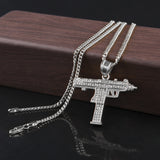 Jewelry Hip Hop Diamond Submachine Gun Pistol Machine Gun Pendant Necklace apper Dog Tags Armament