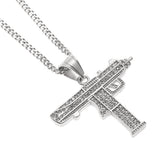 Jewelry Hip Hop Diamond Submachine Gun Pistol Machine Gun Pendant Necklace apper Dog Tags Armament