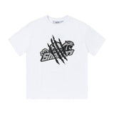 trap gradient letter tiger head short sleeve european and american high street trap star printing t-shirt loose s