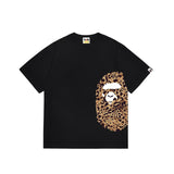 Wholesale japanese style side plaid camo ape head short sleeve color block trendy t-shirt for summer