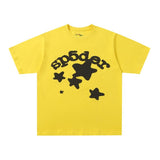 Spder hip hop singer youngthug foam letter couple short-sleeved t-shirt full of diamonds shorts