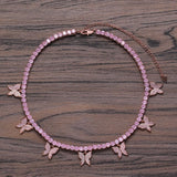 Zircon necklace small butterfly clavicle chain