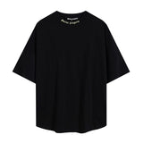 Summer trendy short-sleeve tee with back logo print - couple's fashion