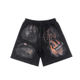 Hip-hop shorts american letter retrotrendycasualloose terry sports pants half length pants shorts