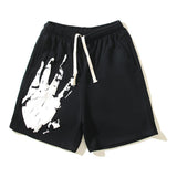 Hip-hop shorts american high street trendy palm printing casual pants loose sports half length pants shorts