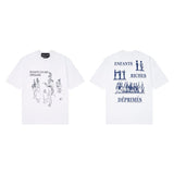 Mopey rich second generation xia loose version beautiful trendy quiet eyes printing round neck short sleeve t-shirt high street